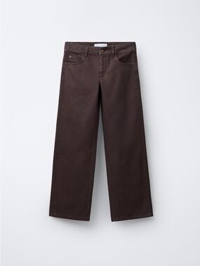 Zara Women’s Dark Brown High Waisted Canvas Button-Fly Straight Leg Jeans Size 6
